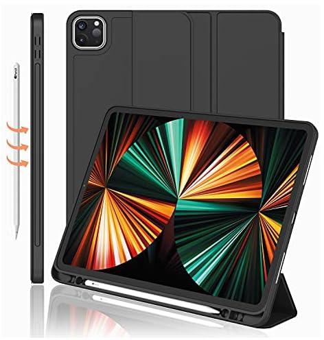 iMieet New iPad Pro 12.9 Case 2021(5th Gen) with Pencil Holder (Black)