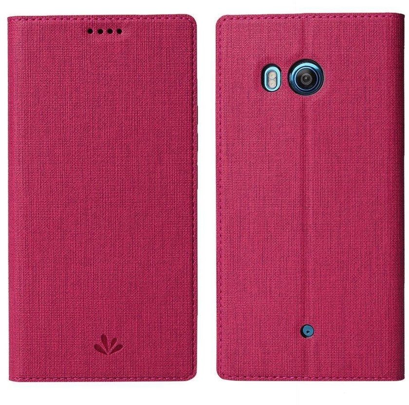 HTC U11 Case Cover, Leather PU Flip Wallet, Stand, Card Holder, TPU bumper, Red