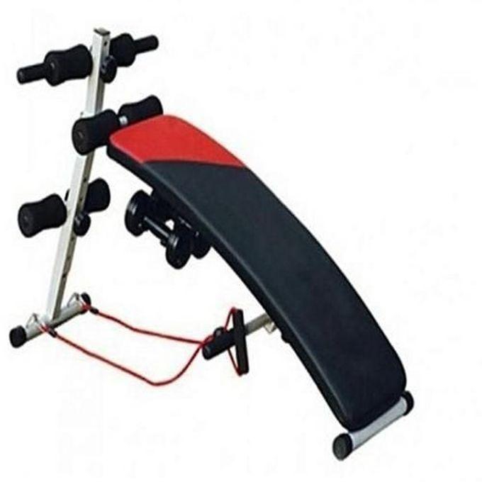 Body Fit Sit Up Bench With Dumbbells And Pull Up Spring For Arm Coiling Exercise