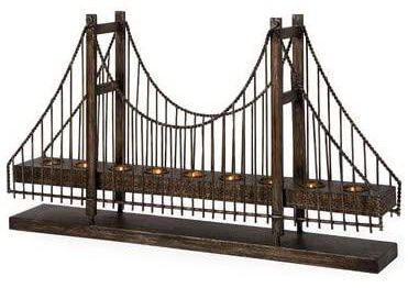 Distinct Living Wrought Iron Suspension Bridge Candelabra