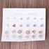 Fashion 12 Pair Setsorted Multiple Stud Earings Jewelry Set With Card For Women And Girls(Gold)
