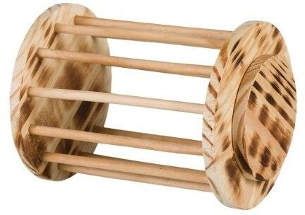 Trixie Flamed Wood Hay Manger Roll with Lid for Small Pets