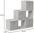 Home Source Step Style Storage Cube 6 Shelf Bookcase Wooden Display Staircase Unit White