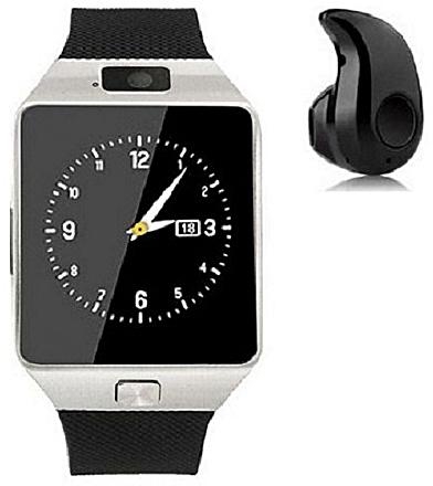 Generic Combo Mini Bluetooth In-ear Earphone & DZ09 Smart Watch - Black