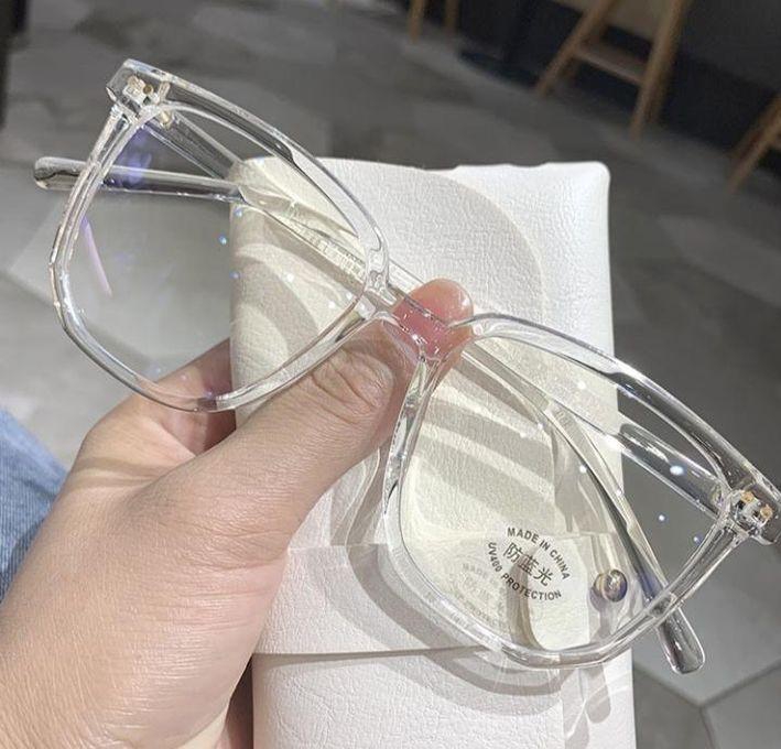 Fashion Transparent White Retro Square Frame Anti Blue Light Blocking Women's Computer Glasses
