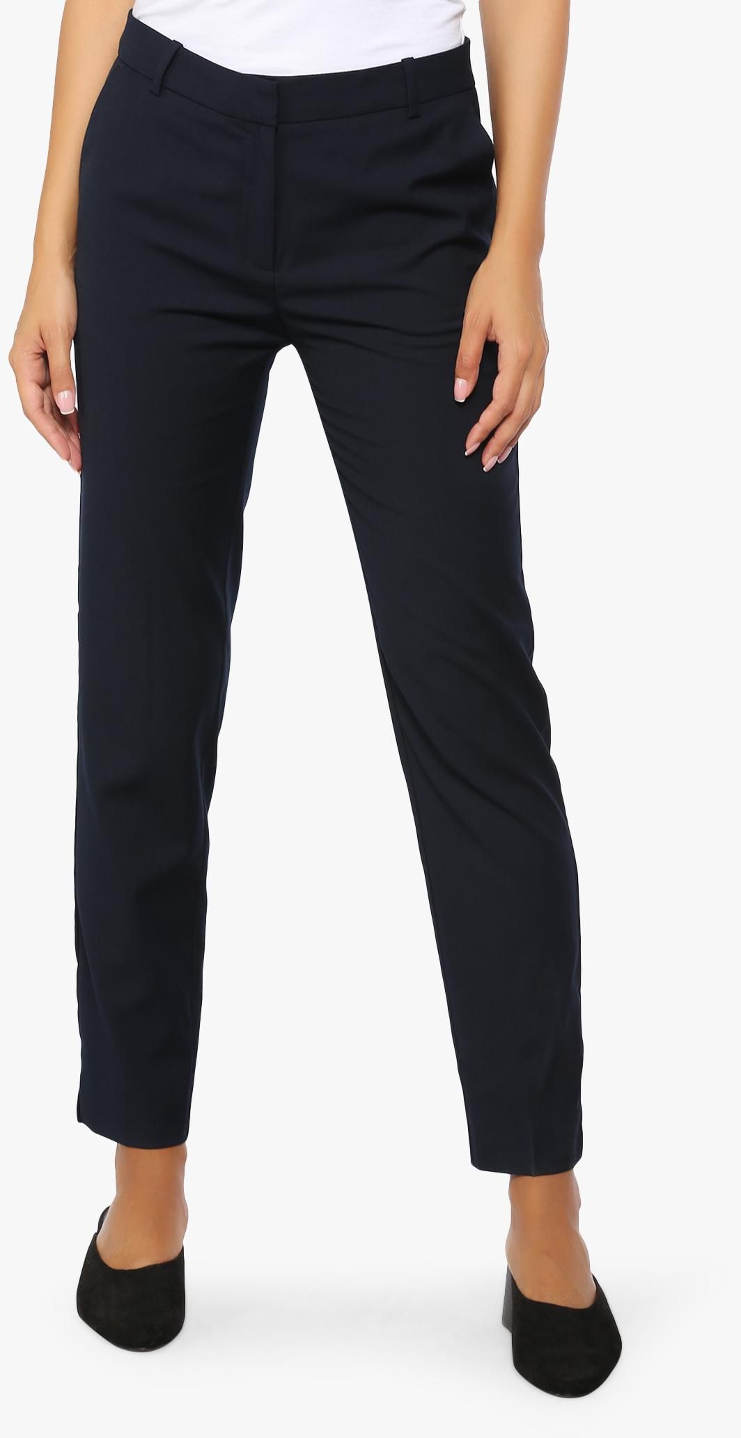 Navy Straight Cut Crop Trousers