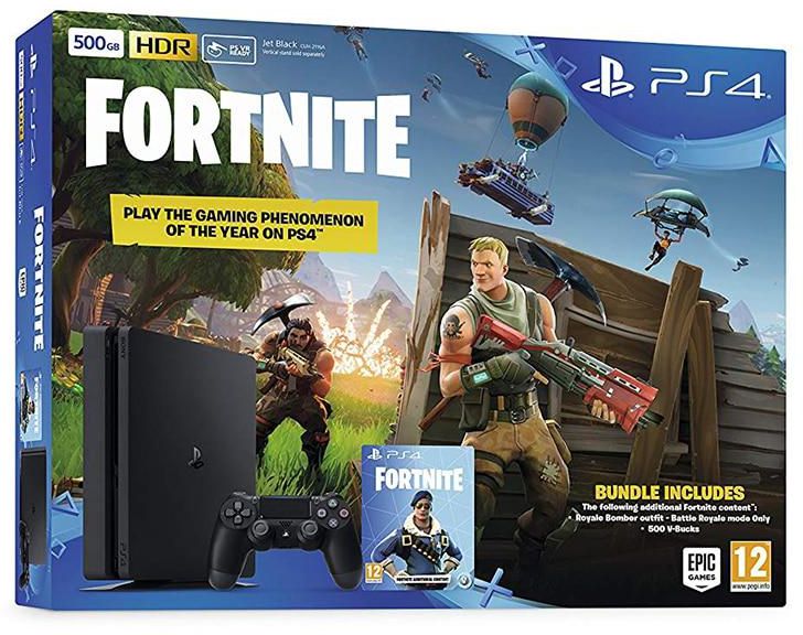 Sony Playstation 4 Slim 500GB Console Black With Fortnite And Royal Bomber Pack DLC