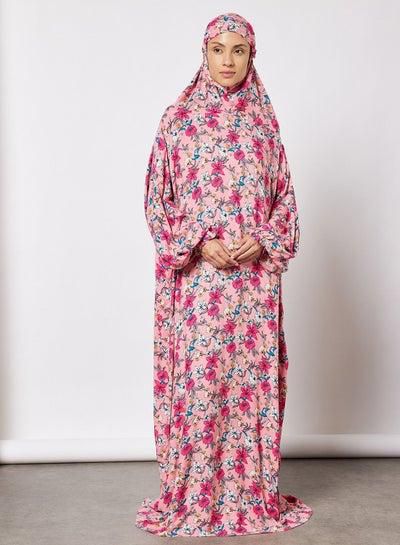 Praying Dress With Floral Prints And With Attached Veil