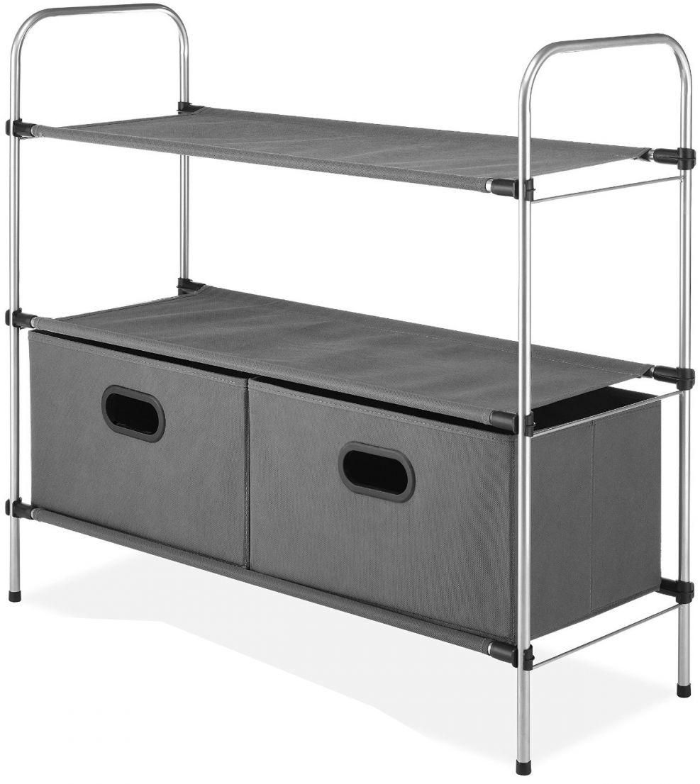 Whitmor Closet Organizer With 3 Tier Shelves and 2 Collapsible Drawers - Silver/Gray