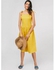 Fit and Flare Tie Shoulder Midi Dress - Yellow - Xl