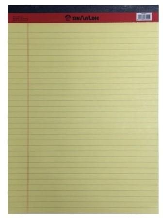 Sinarline Legal Pad A4, 56gsm, 50 Sheets, Line Ruled, Yellow