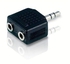 Nickel Plating 3.5mm Jack Splitter Audio Adaptor-Black