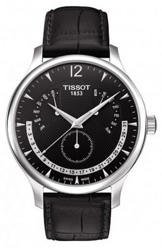 Tissot Tradition Black Dial Stainless Steel Mens Watch-T0636371605700