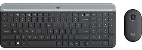 Logitech Mk470 Slim Wireless Keyboard & Mouse Combo For Windows, 2.4Ghz Unifying Usb-Receiver, Low Profile, Whisper-Quiet, Long Battery Life, Optical Mouse, Pc/Laptop, Arabic Layout - Graphite