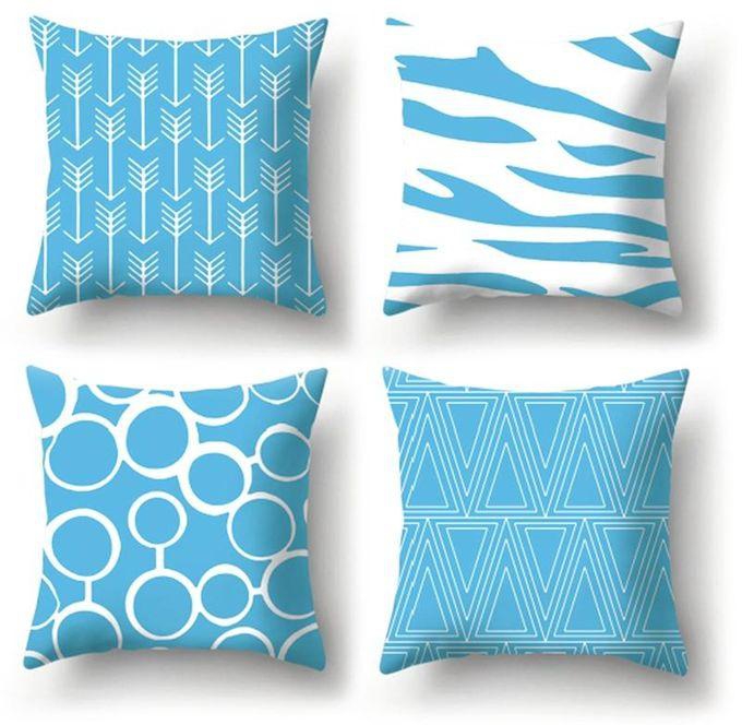Generic Blue Geometric Pattern Decorative Cushions Pillowcase Cushion Cover Throw Pillow Sofa Decoration