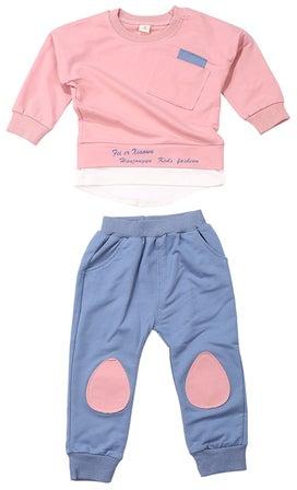 Girls Sweatshirt & Jogger Set Blue/Pink