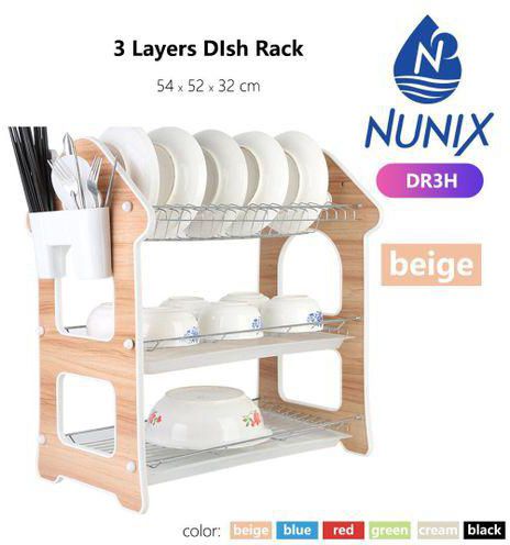 Generic 3 Tier Dish Rack Stainless Steel, With Drain Board
