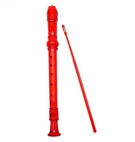 Transparent Descant Flute Recorder With Fingering Chart - Red