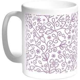 Flowers Motifs Printed Coffee Mug White 11ounce