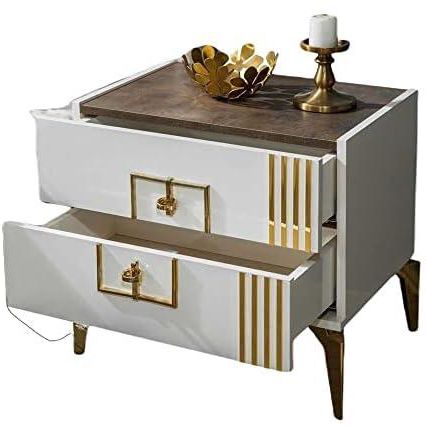 Danube Home: Intra Night Stand Set of 2- Cream/Golden