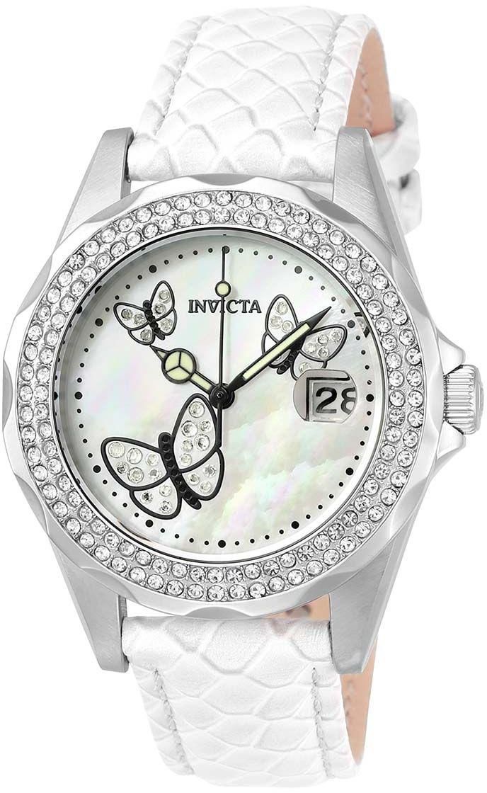 Invicta Angel Women's's White Dial Leather Band Watch - 23644