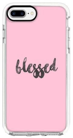 غطاء حماية إمباكت برو مزين بطبعة كلمة "Blessed" لهواتف أبل آيفون 7 بلس وردي/أسود