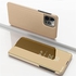 COTDINFOR Compatible with iPhone 13 Pro Max Shell Case Makeup Cover Clear View Bright Folding Kickstand Protective Standing Phone Cover for iPhone 13 Pro Max Case Flip Mirror PU Gold MX.