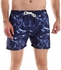 Pavone Tie Dye Patterned Elastic Waist With Drawstring Pocketed Swim Short - Navy Blue