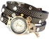 Bling Crystal Key Pendant Wrap Around Black Long Leather Wrist Quartz Lady Watch