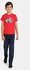 Boys Round Neck Short Sleeve T-Shirt Candy Red