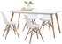 LANNY Eames White Dining Set(1+4): Wood Rectangle Table-T6+Plastic Seat Wood Leg Chair-1618, Modern Eating Furniture for Living Room/Desk/Office/Meeting Room/Kitchen/Lounging/Cafeterias