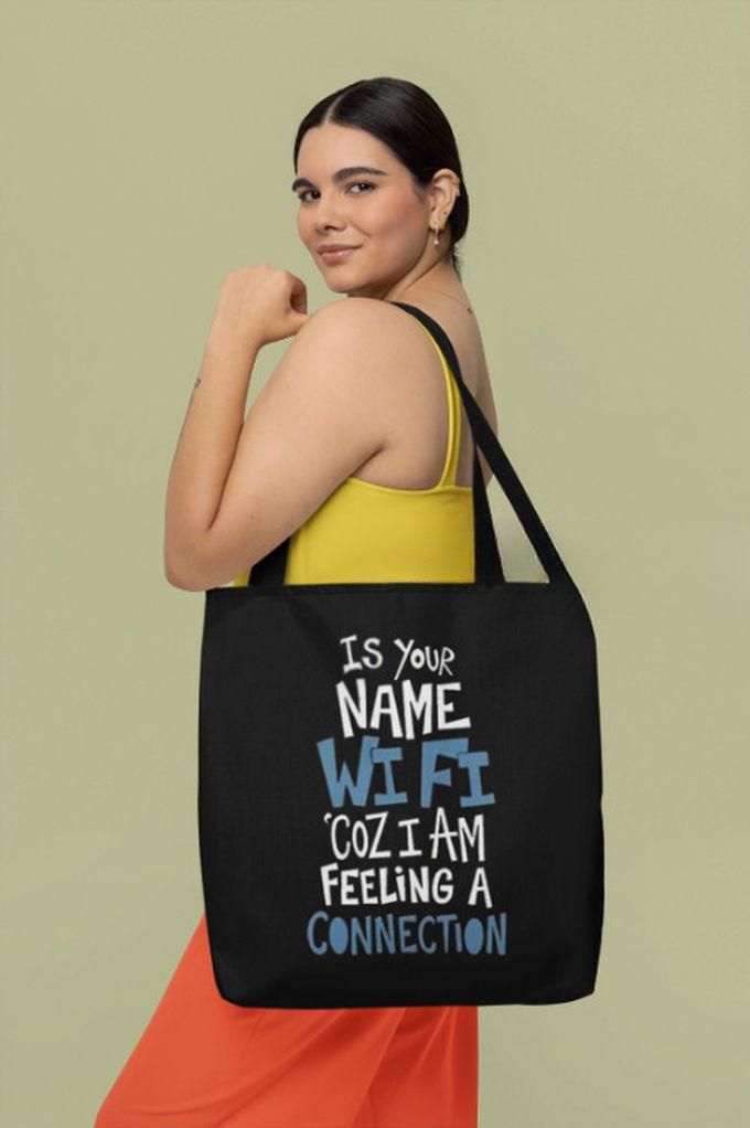 Canvas Shopping Tote Bag - Printed Words (WIFI)