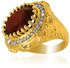 Anna Bella Women's Yellow Gold Plated with Red & White Crystal Ring - Size 17