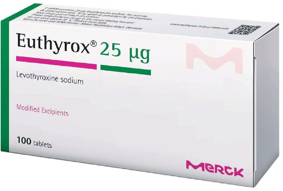 Euthyrox 25 Mcg, For Thyroid Disorders - 100 Tablets