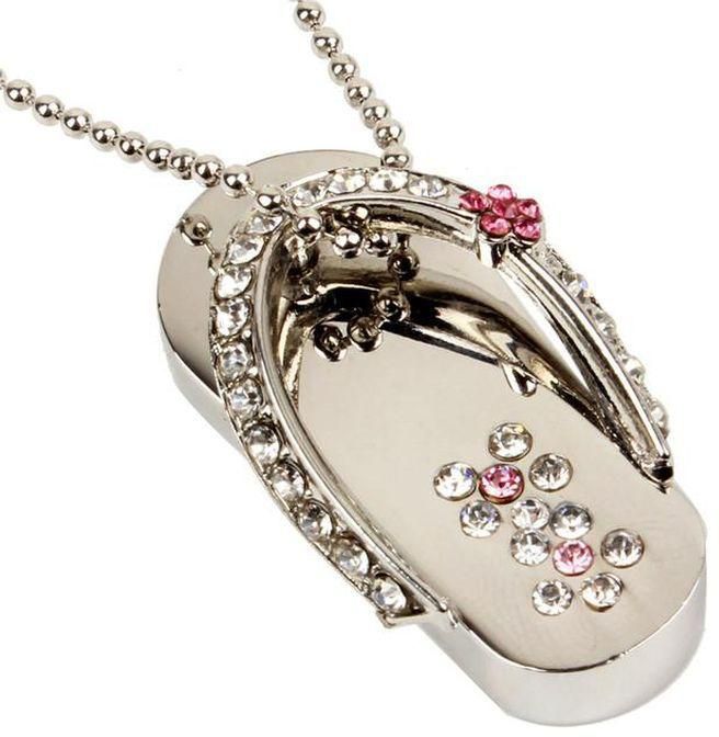 Jaster Crystal Shoe Usb Flash Drive Jewelry Metal Chain Diamond Slipper Usb 2.0 Pendrive 4gb 8gb 16gb 32gb 64gb