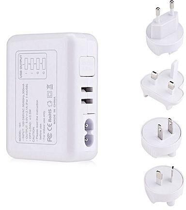 Generic 4 USB Port Interchangeable Plugs 2.1A Wall Charger Kit For Travel Home - White