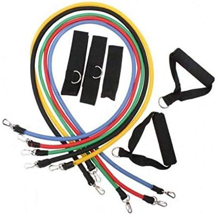 11pcs Latex Resistance Bands Fitness Exercise Tube Rope Set Yoga ABS P90X Workout_ with one years guarantee of satisfaction and quality