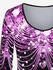 Plus Size Long Sleeve Sparkle Glitter Bowknot Print T-shirt - S | Us 8