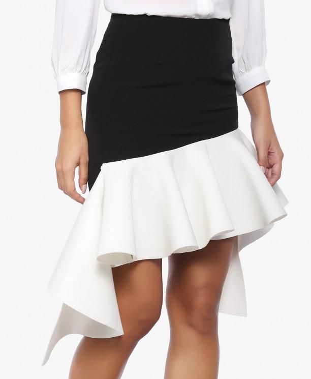 Black and White Louise Flounced Ruffle Skirt