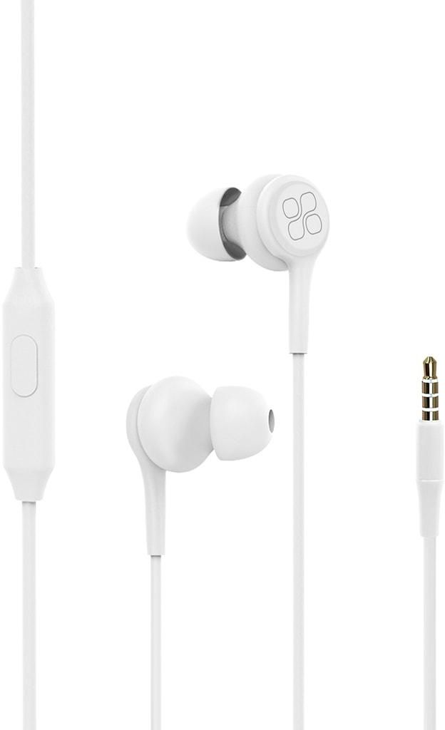 Promate In-Ear Earphones, Universal Dynamic Hi-Res Noise Isolating Wired Earphones with Built-In Mic, Remote Control, HD Sound Quality and 1.2m Tangle-Free Cord for Smartphones, Tablets, Pc, MP3 Player, Duet White