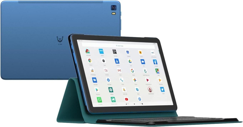 Vikusha V-Z60 10.1Inch Google Android Smart Tablet, 4G Dual SIM, 8GB RAM, 128GB ROM, Octa-Core, 13MP+5MP Camera, Bluetooth/GPS/WiFi 2In1 Tablet With Wireles Keyboard Case (Blue)