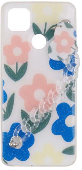 Xiaomi Redmi 9C - Printed Silicone Cover With Glitter And Clear Chain