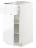 METOD / MAXIMERA خزانة قاعدة مع درج/باب, أبيض/Voxtorp أبيض/لامع, ‎40x60 سم‏ - IKEA