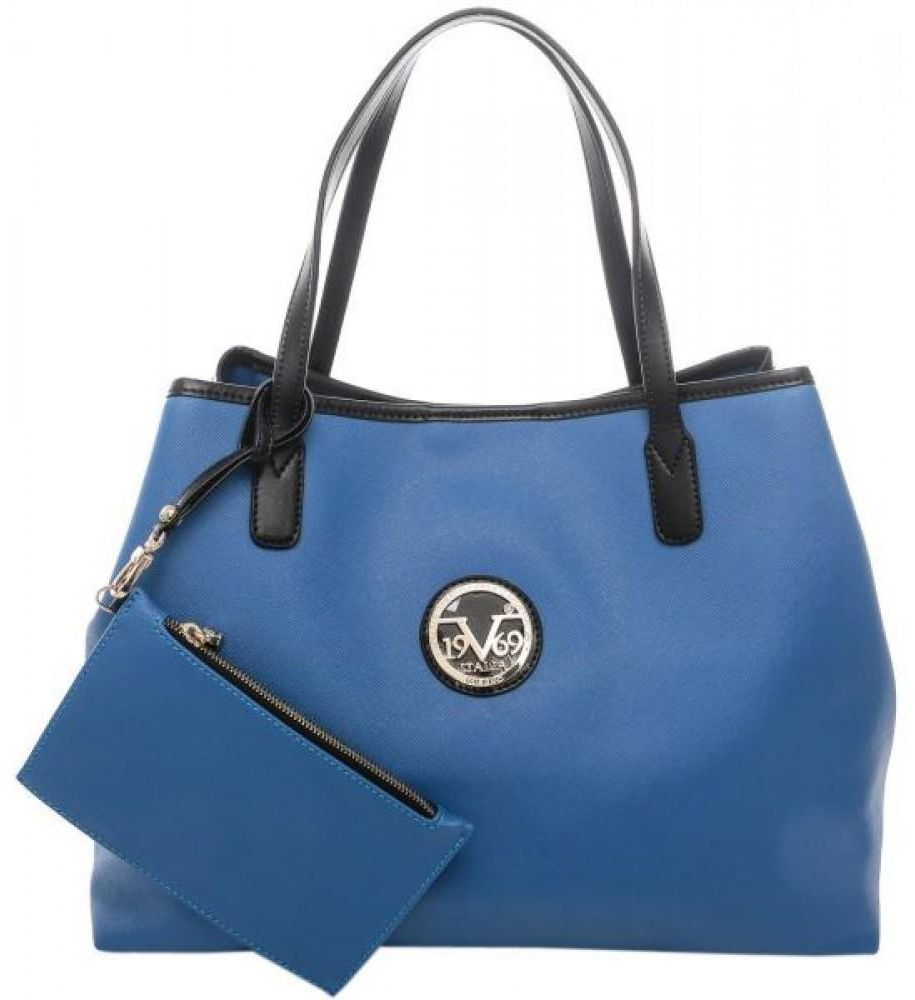 Versace 1969 Women Blue Leather Tote Bag