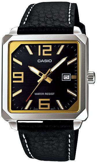 Casio Youth Men's Black & Gold Dial Leather Band Watch [MTF-116L-1A2]
