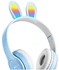 Rabbit Ear Headphone B12 New Wireless Cute Bluetooth Earphone With LED Light light blue