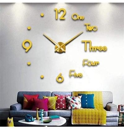 ساعة حائط بدون إطار أكريليك ساعة حائط لديكور المنزل للمعيشة ، الغرفة ، غرفة النوم والمكتب - ذهبي