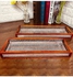 A set of glass serving trays with red edges, a royal touch