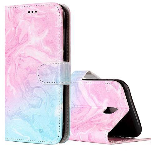 Sunsky For Samsung Galaxy J3 (2017) (EU Version) Pink Green Marble Pattern Horizontal Flip Leather Case With Holder And Card Slots And Wallet