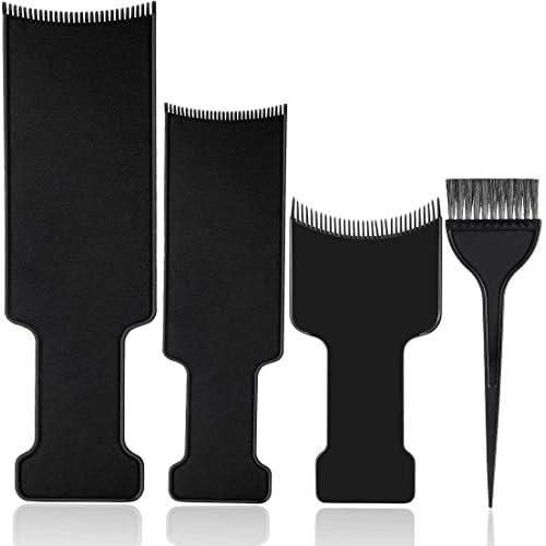SYOSI 4pcs Highlighting Boards and Brush Kit, 3pcs Tinting Paddles & 1pc Hair Coloring Brush for Hair Dye & Salon Uses